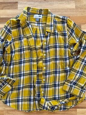 Men's Yellow Plaid Button-Down Shirt